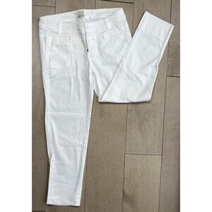Ecru White Denim Jeans Cuffed Croped 1483-GT Wmn Sz 4 Pants Stretch Loos Fit